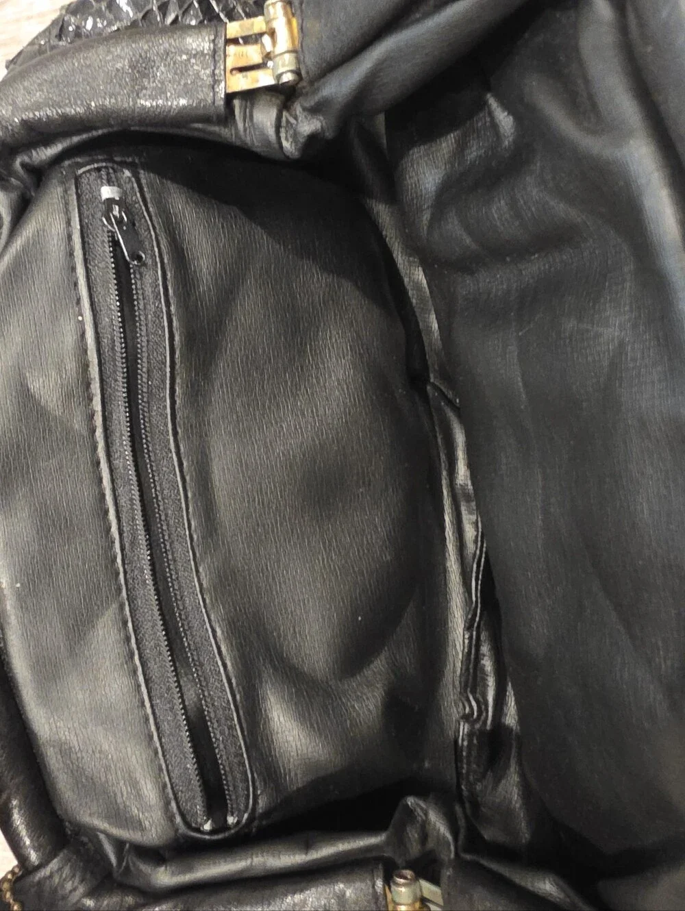 Vintage Pierre Cardin Black Snakeskin Shoulder Hobo Clutch Bag Y2K